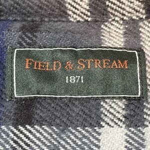FIELD & STREAM 1871 Heavy Flannel Macfly XXL Buttons Pockets Gray/Black/Blue NWT